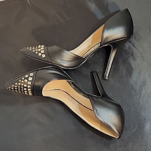 QUPID LEATHER UPPER POINTED TOE SEQUIN BEADED HIGH HEEL D'ORSAY SHOE - Picture 7 of 12